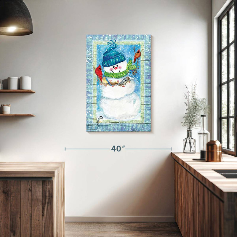 Bonhomme de neige et cardinaux Lelend, H 36 po x l 24 po