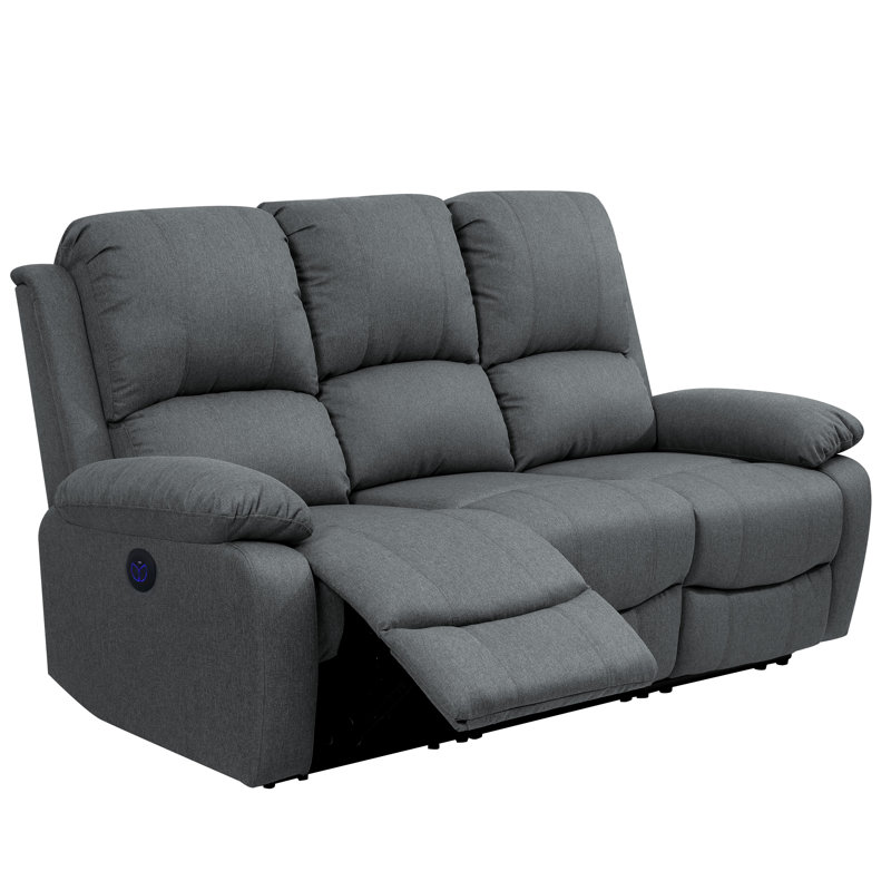Birchel 3 Seater Linen Electric Reclining Sofa, Dark Grey
