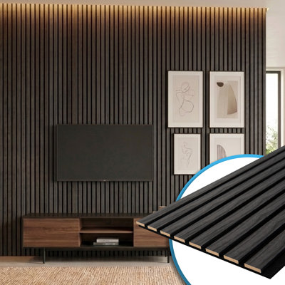 6Pcs 93" L x 12" W Acoustic Wood Paneling,3D Fluted Soundproof Wall Paneling for Wall and Ceiling,Slat Wood Wall Panels(46.5 sq.ft.)