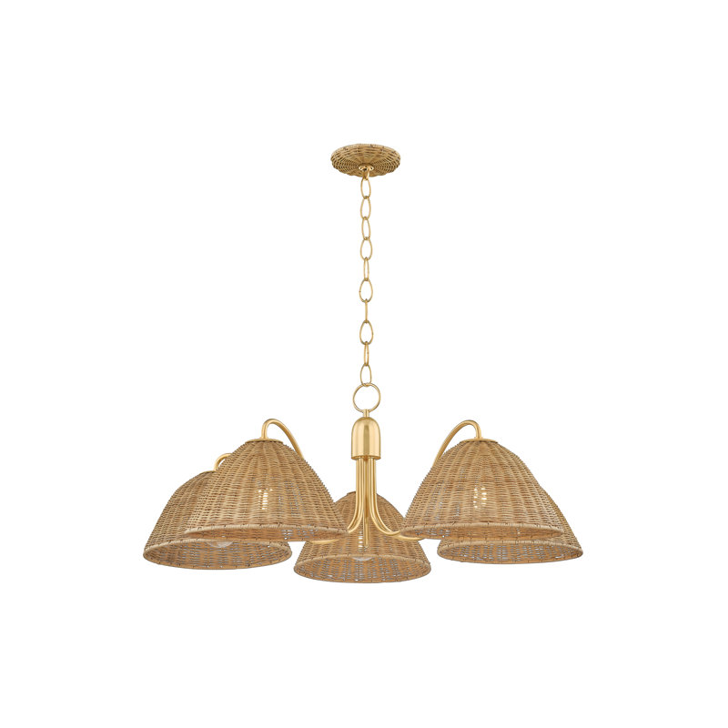 Lustre 5 lumières Katniss, H 13,5 po x l 38,5 po x P 38,5 po, 5