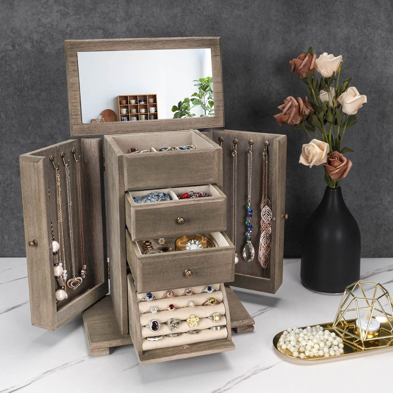 Boîte à bijoux en bois, Weathered Grey