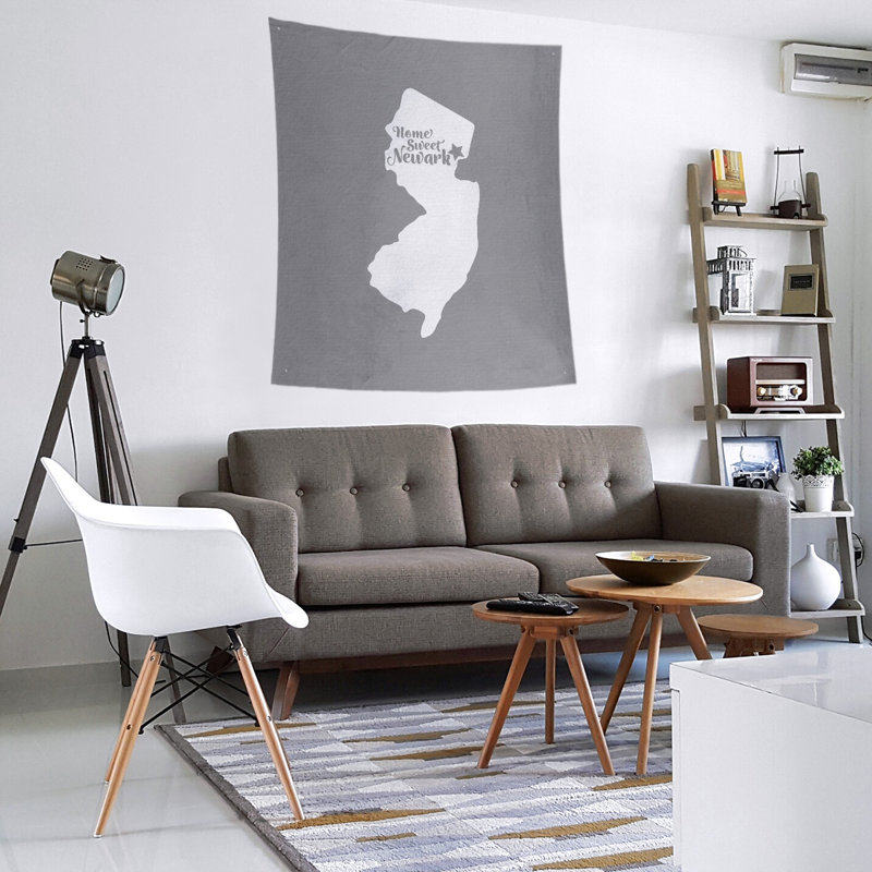 Tapisserie murale Newark New Jersey, H 104 po x l 88 po, Gris