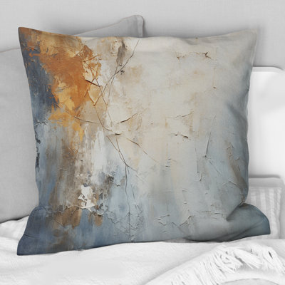 Spatule bleue et beige Path To The Ink - Coussin décoratif imprimé abstrait