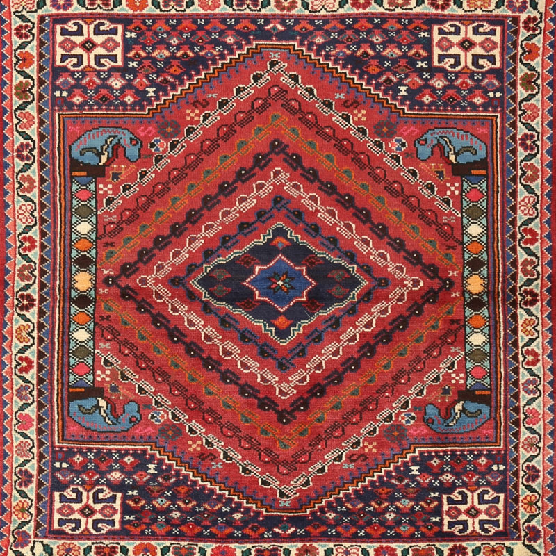 Tapis oriental oriental / noir / crème, Carré 8 pi