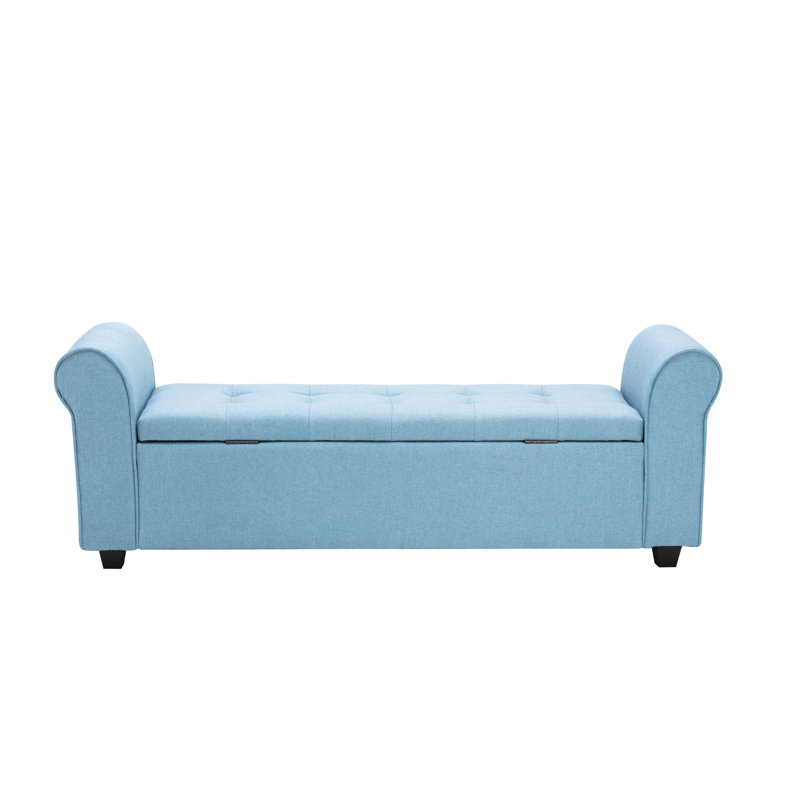 Landaverde Upholstered Storage Bench, Light Blue