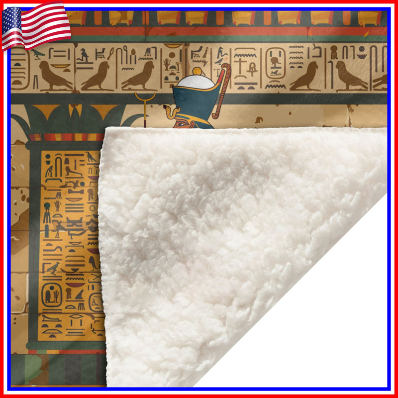 Egyptian Fleece Throw Blanket - Historical Throws for Sofas or Beds, 51in W x 60in H