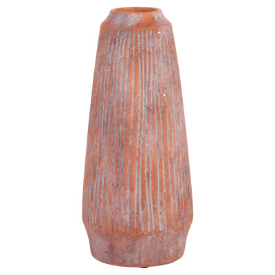 10.13" Textured Terracotta Finish Vase – Rustic Home & Tabletop Décor