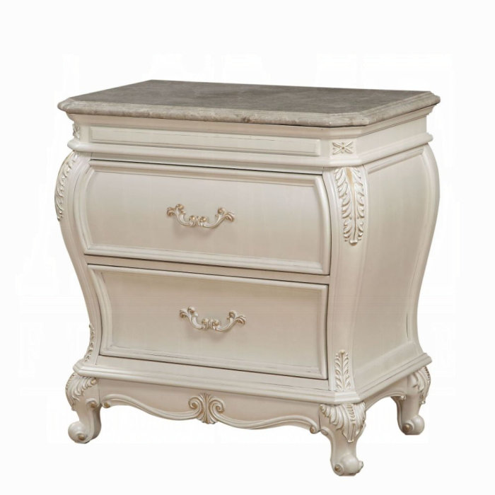Table de chevet Chantelle avec plateau en marbre
