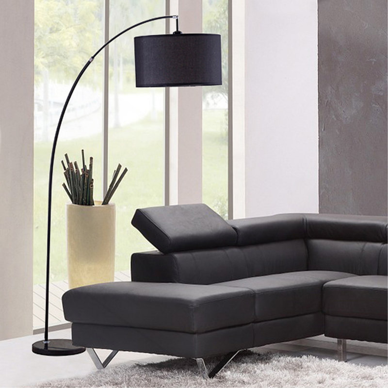 Lampe sur pied en métal 86 "Bowery", Noir poli, Noir