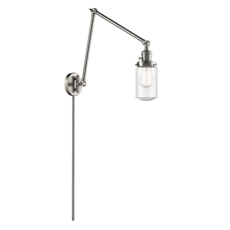 Saroyan Plug-in Swing Arm Sconce, 60 Watt Vintage Incandescent Bulb, Seedy, Brushed Satin Nickel