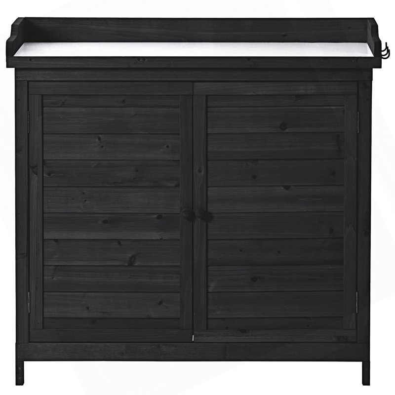 Outdoor Potting Bench Table, Rustic Garden Workstation, Storage Cabinet, Accent Cabinet