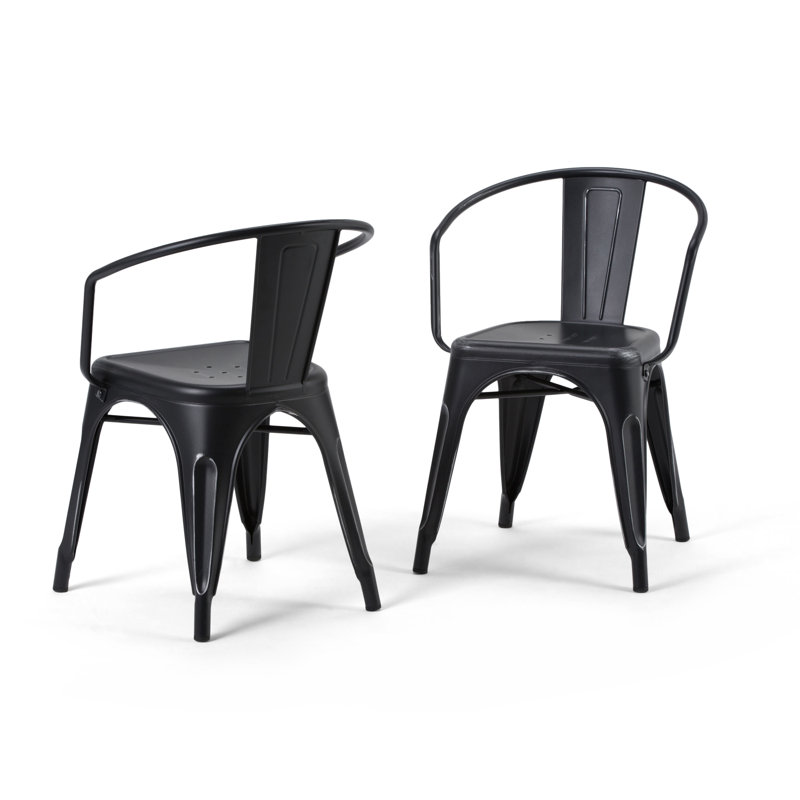 Chaise de salle à manger en fer Larkin, Noir / argenté