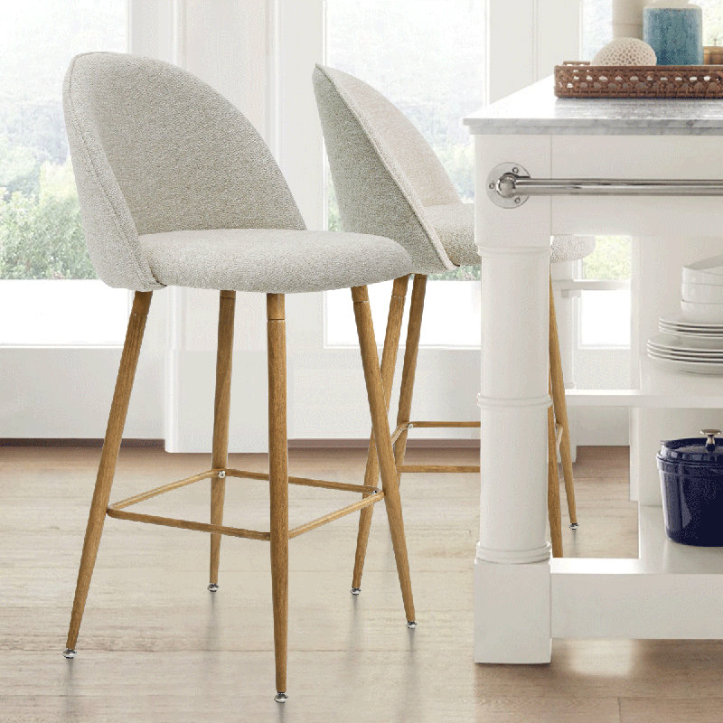 26“  Set of 2  Benoni Upholstered Counter Stools, Oatmeal