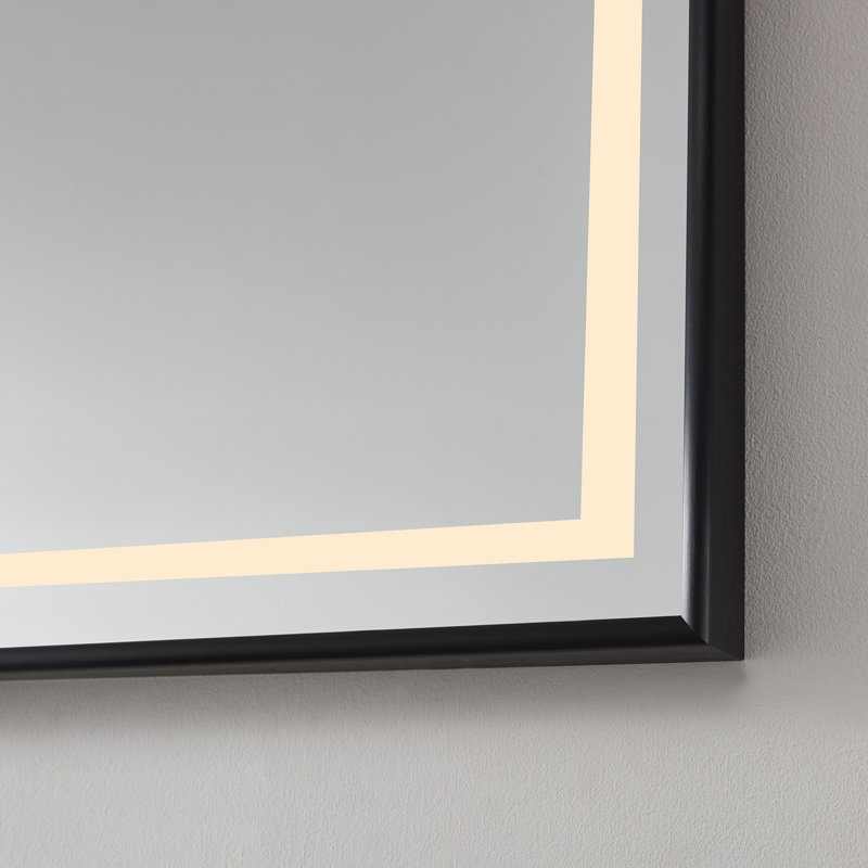 Miroir de salle de bain lumineux, Cadre noir mat