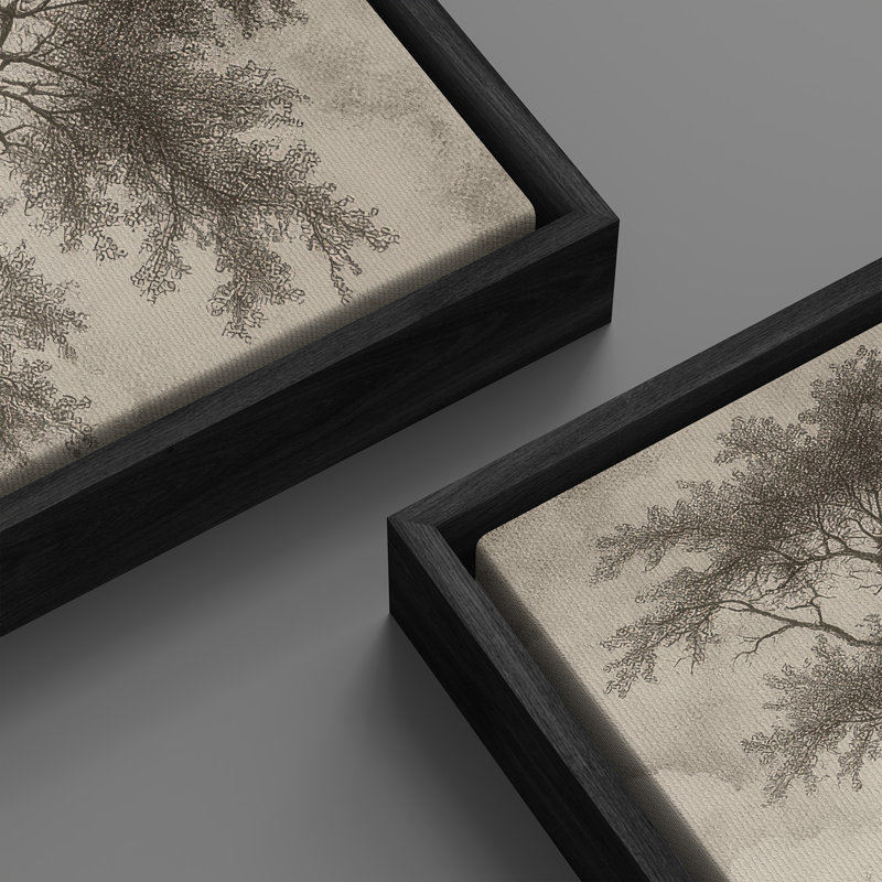 «Brown Tone Bare Tree Landscape Art Extra Large», reproduction d'art sur toile encadrée, Noir, H 60 po x l 30 po