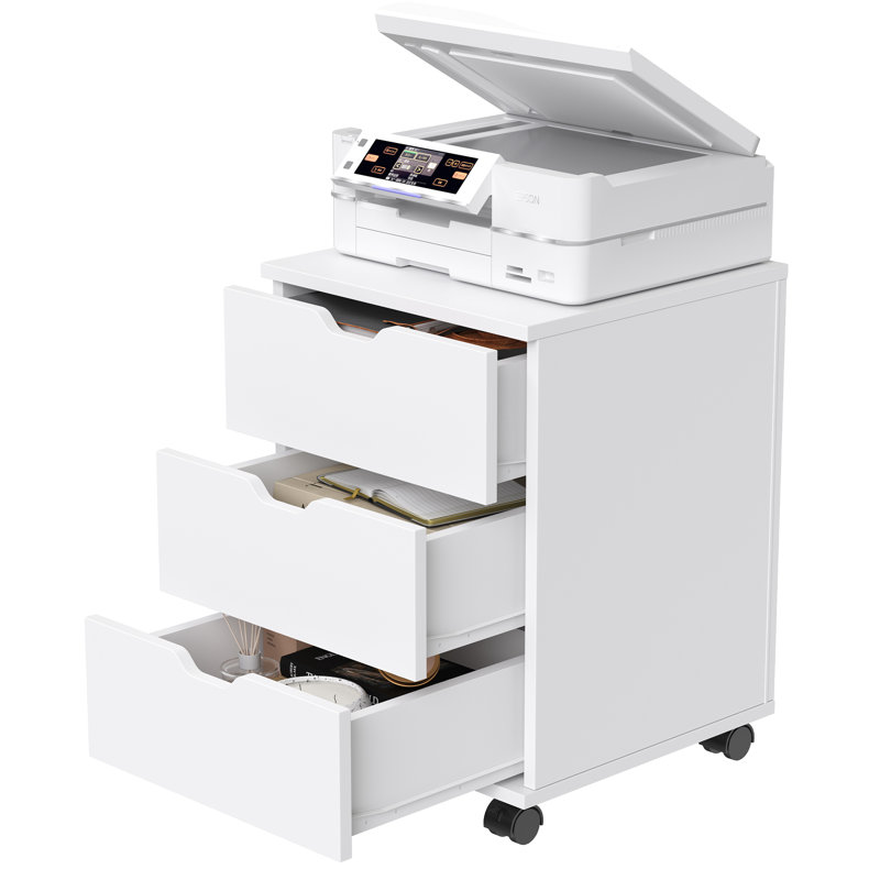 Antojuan 15.74'' Wide 3 -Drawer Mobile File Cabinet, White