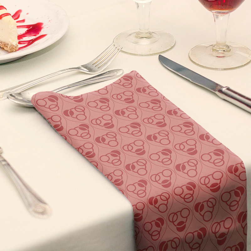 Serviette de table en coton classique Circles Waves, Rouge, H 0,1 po x l 22 po x P 22 po, Croisé en coton