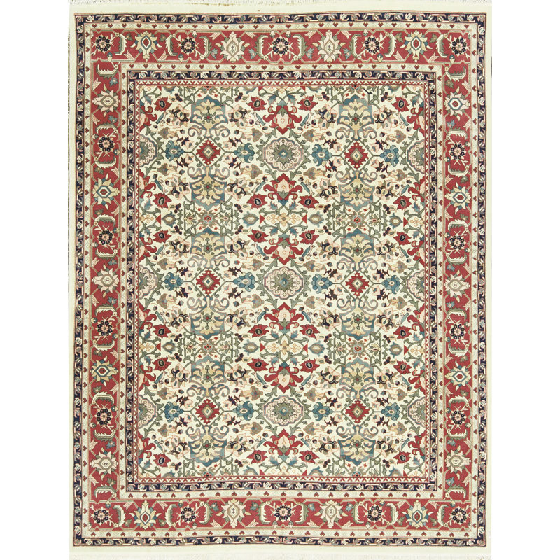Tapis ivoire et rouille noué à la main de haute qualité