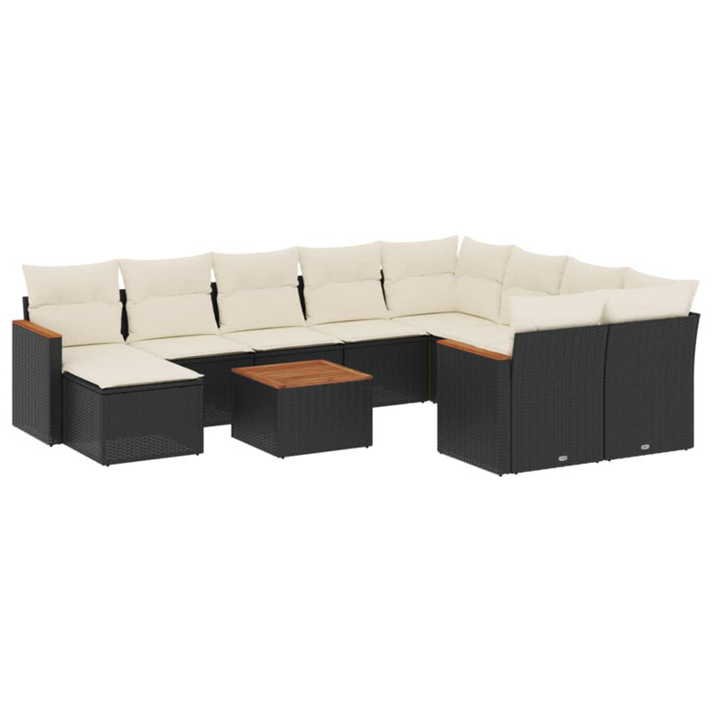 Ensemble de canapé de jardin modulaire en rotin PE noir 11 pièces Vidaxl