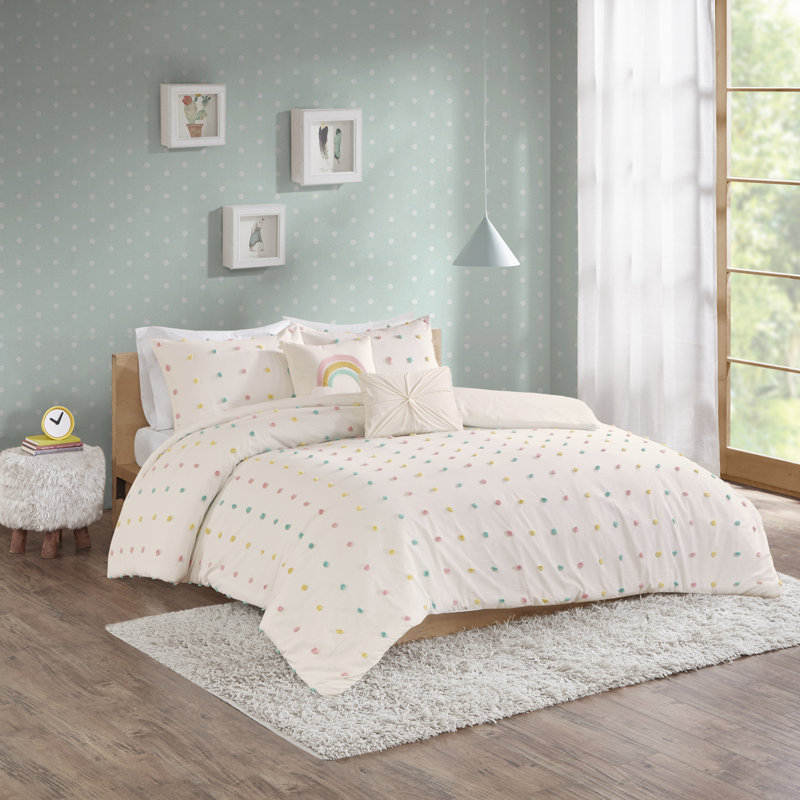 Callie Twin Cotton Jacquard Pom Pom Comforter Set