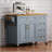 Kitchen Island With Drop Leaf, Embossed Texture Kitchen Island On Wheels With Spice Rack, Towel Rack, 2 Doors And 5 Drawers, Kitchen Storage Cart With Adjustable Shelf For Kitchen-1111519625