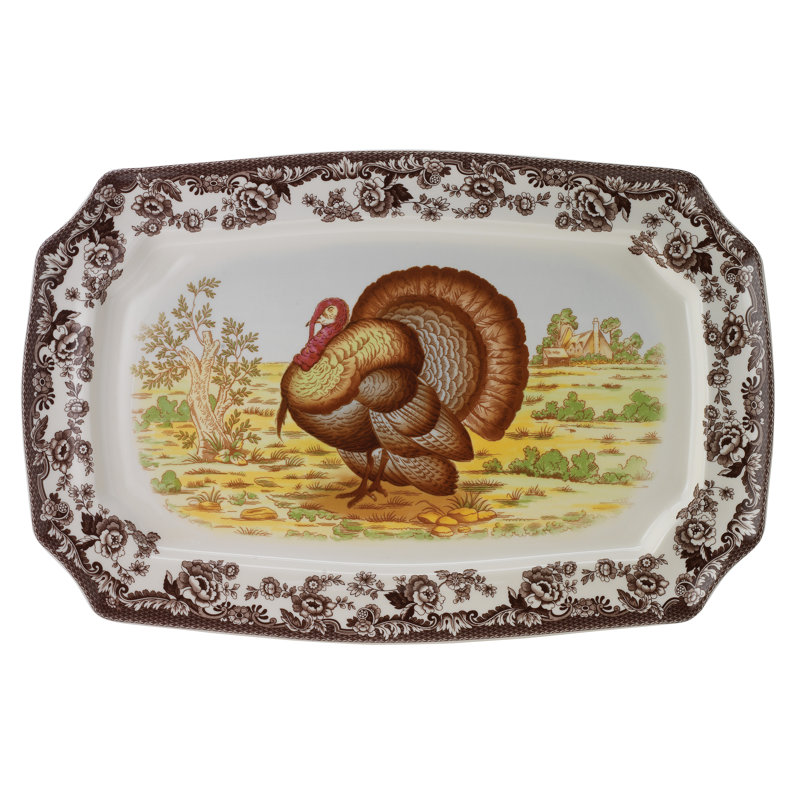 Spode Woodland Turkey Rect Platter 17.5" Turkey