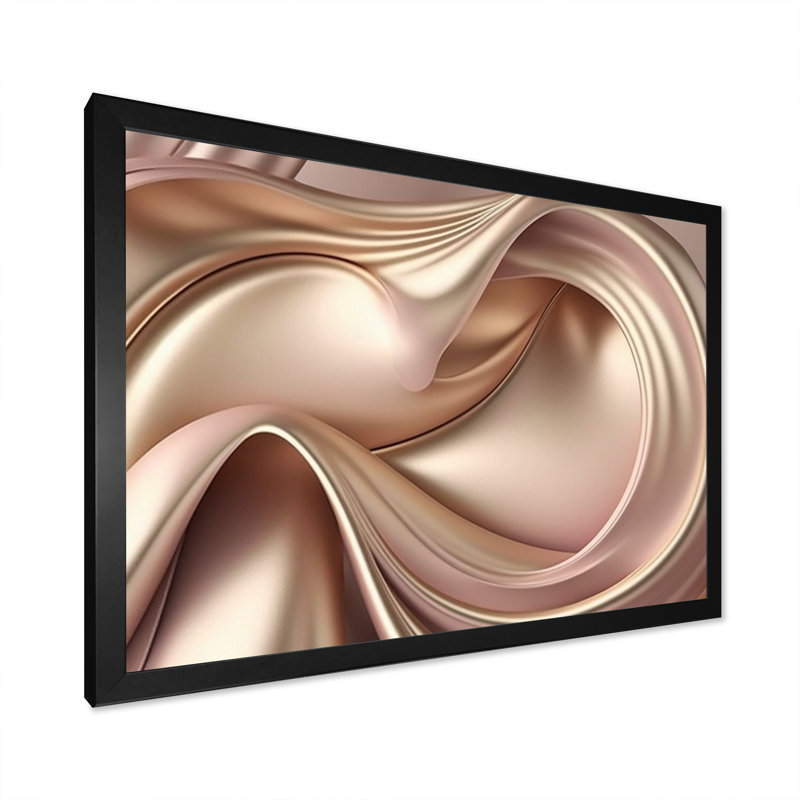 Luscious liquide or en rose discret et taupe VI - reproduction sur toile, L 20 po x H 12 po, Toile avec cadre photo noir