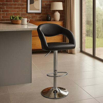 Petersfield Swivel Upholstered Adjustable Height Counter Stool with Metal Frame