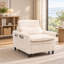 Fauteuil paresseux beige en velours côtelé avec coussin pour chambre à coucher, balcon et petits espaces