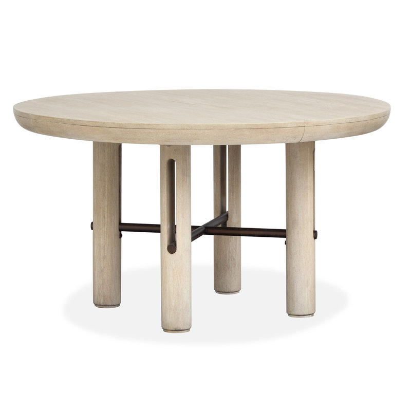 Extendable Round Dining Table With 2 Side Chairs 2 Host Chairs And Buffet, 6 Pieces: Table, 4 Chairs, Buffet