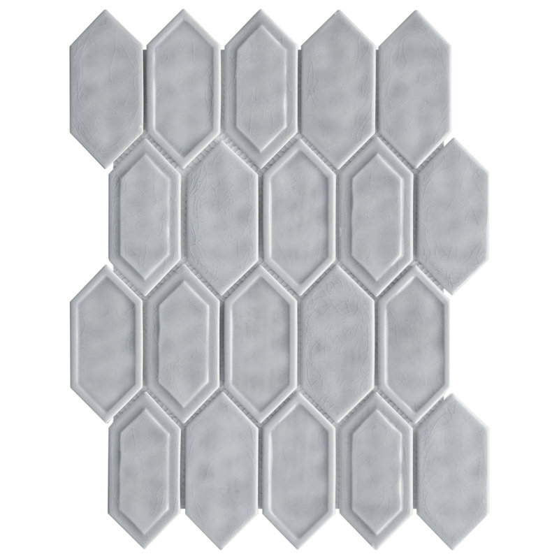 Carrelage mural mosaïque en verre 2 "x 4" Supreme Tile Bianca, Gris