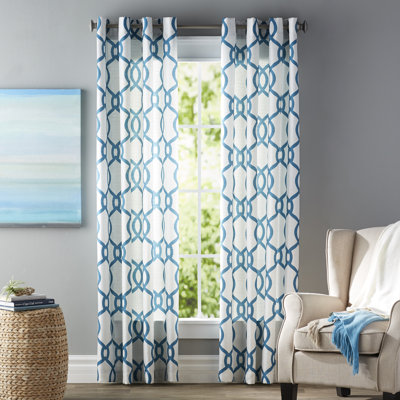 Panneaux de rideaux semi-transparents à motif géométrique avec œillets Caliese