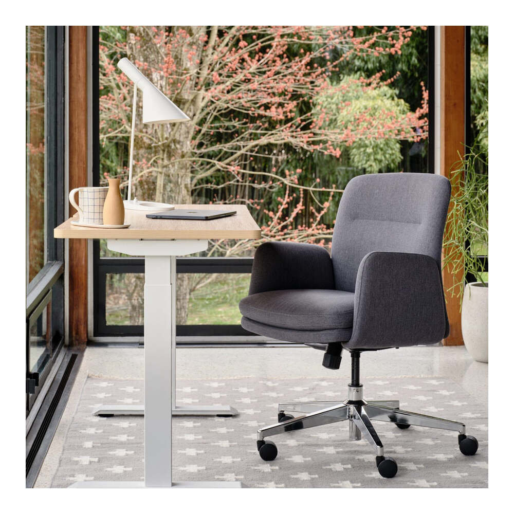 Fabric Office Chair with Lumbar Support, Overcast, 36"