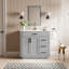 Meuble-lavabo sur pied simple 36 po gris avec lavabo encastré en marbre artificiel intégré, armoire de rangement à fermeture en douceur avec tiroir basculant-132439445