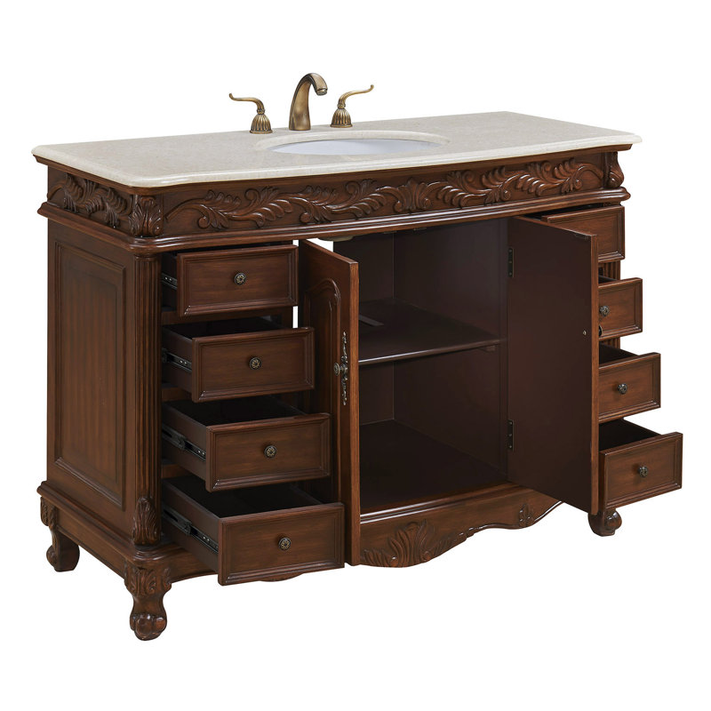 Mariella 48'' Single Bathroom Vanity with Top, Antique White, Antique White