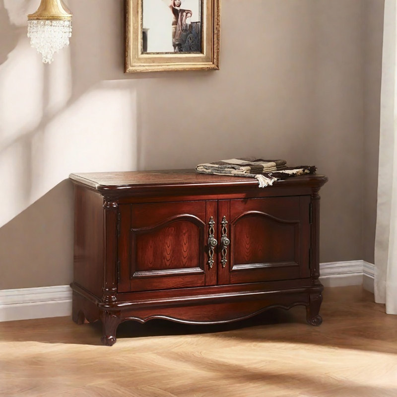 Banc à chaussures 31,5 po, Rouge / Brun