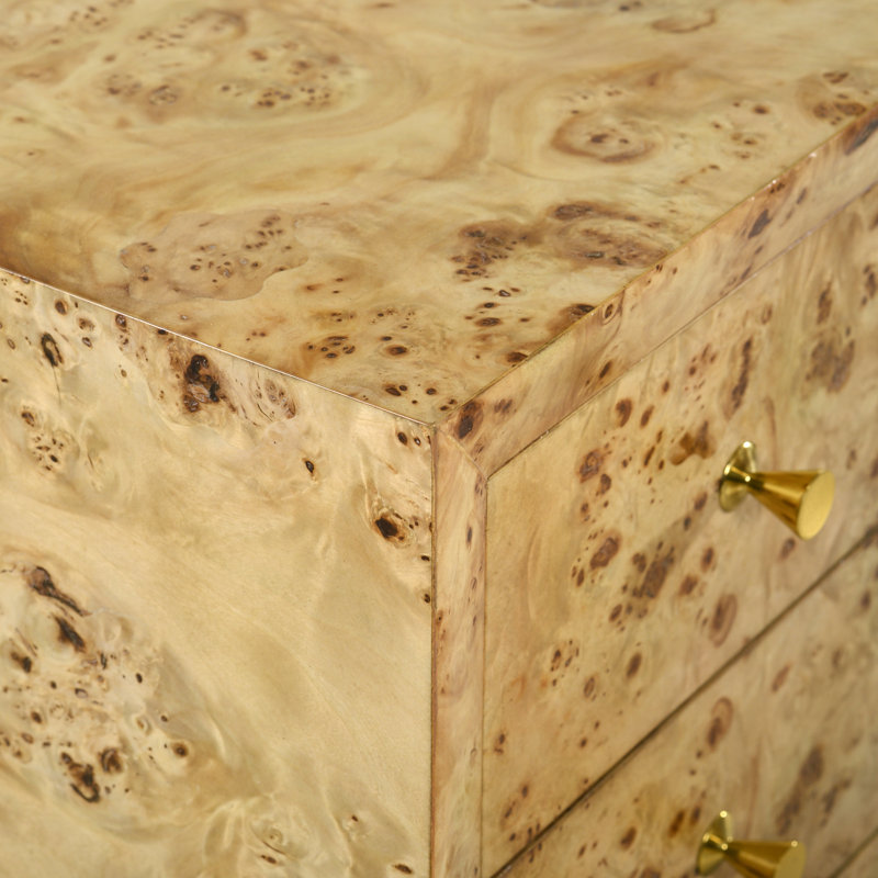 4 - Drawer Dresser, Natural Burl