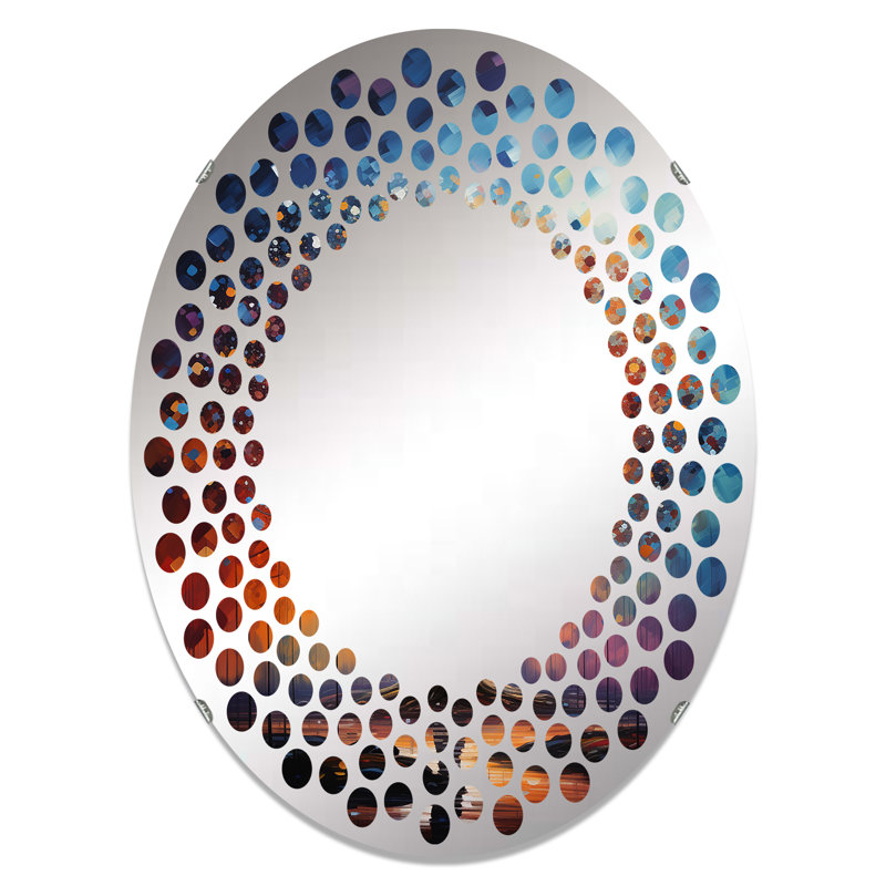Arbre de baobab coloré - miroir mural à pois | Ovale, 29,5 po x 19,6 po
