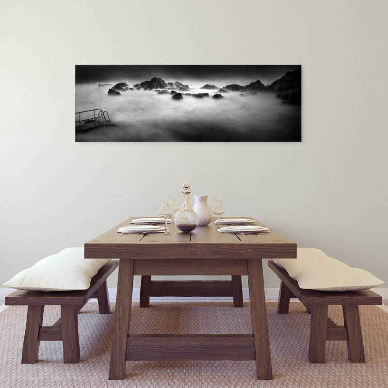 «Misty Ocean Steps Dramatic Ethereal Peaceful Coastal Landscape», art mural, H 48 po x l 16 po