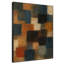 Extra Large Wall Art Fabric Print - Rustic Multicolor Block Pattern in Blue Orange and Beige Artwork Decor for Living Room or Bedroom - "Frame Assembly Required (Unfinished Frame)"-1863430428