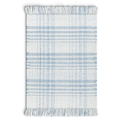 Cay Plaid Handmade Flatweave Recycled P.E.T. Area Rug in Blue/White