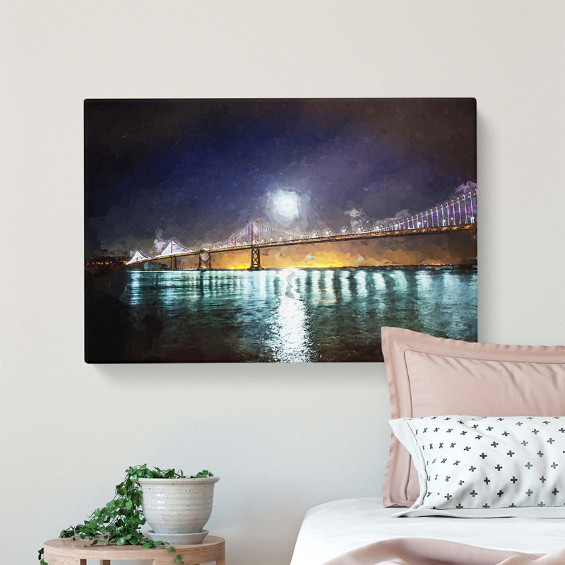 The San Francisco Oakland Bay Bridge In Abstract - Wrapped Canvas Print, 35 cm H x 50 cm W