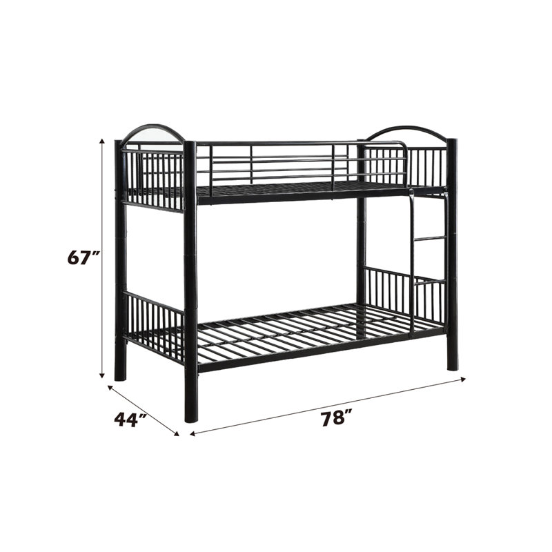 Henkel Kids Twin Over Full Bunk Bed, Twin Over Twin, Black