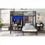 Structure de lit superposé en métal moderne, double sur simple TG avec bureau pliant et garde-robe à DEL, noir élégant et peu encombrant