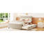 Lit plateforme double en velours avec lit gigogne-1329341005