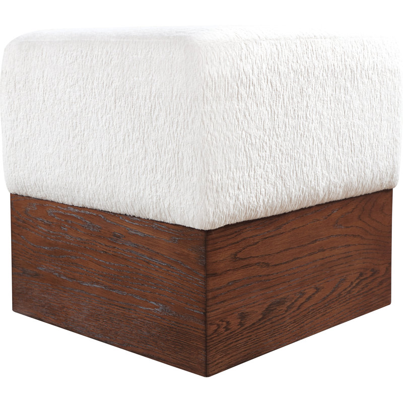 Repose-pieds / tabouret Madelen, Tissu velours crème, Brun