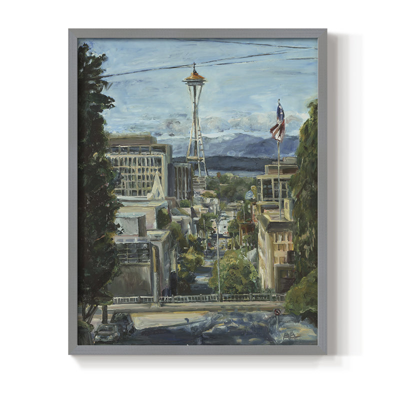 «Needle From The Hill», reproduction encadrée - bois massif, H 21 po x l 17 po, Gris