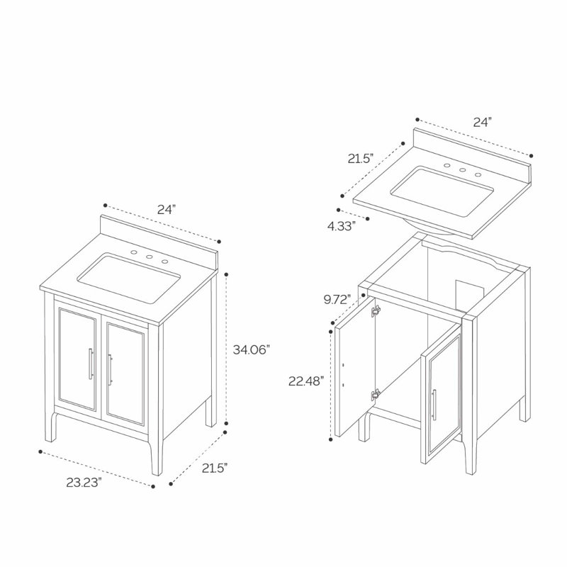 Province 24" Freestanding Standard Single Bathroom Vanity with Top, Charcoal/Gold, Gold Zinc Alloy