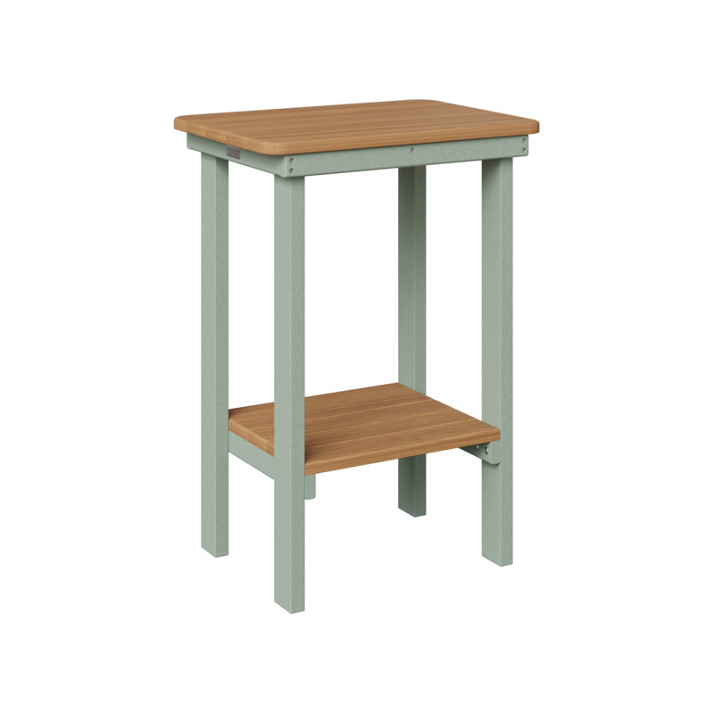 Berlin Gardens Rectangular End Counter Table, Natural Teak, Seafoam