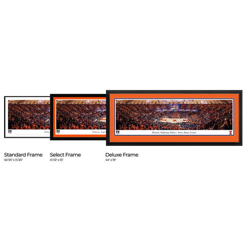 " Illinois Fighting Illini " by James Blakeway, No, Black Single Picture Framed, 13.75" H x 40.25" W x 0.88" D
